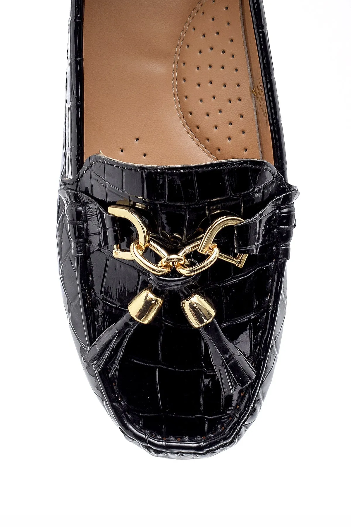 Kadın Kroko Desenli Rugan Loafer