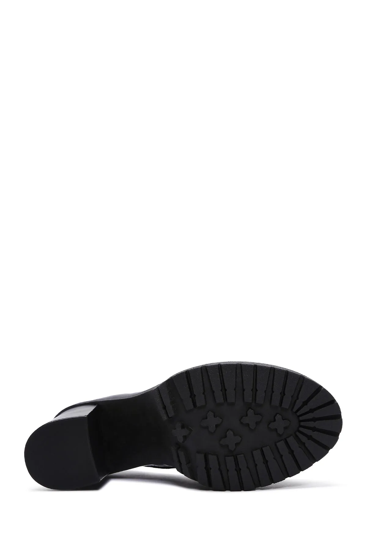 Kadın Siyah Rugan Deri Topuklu Loafer