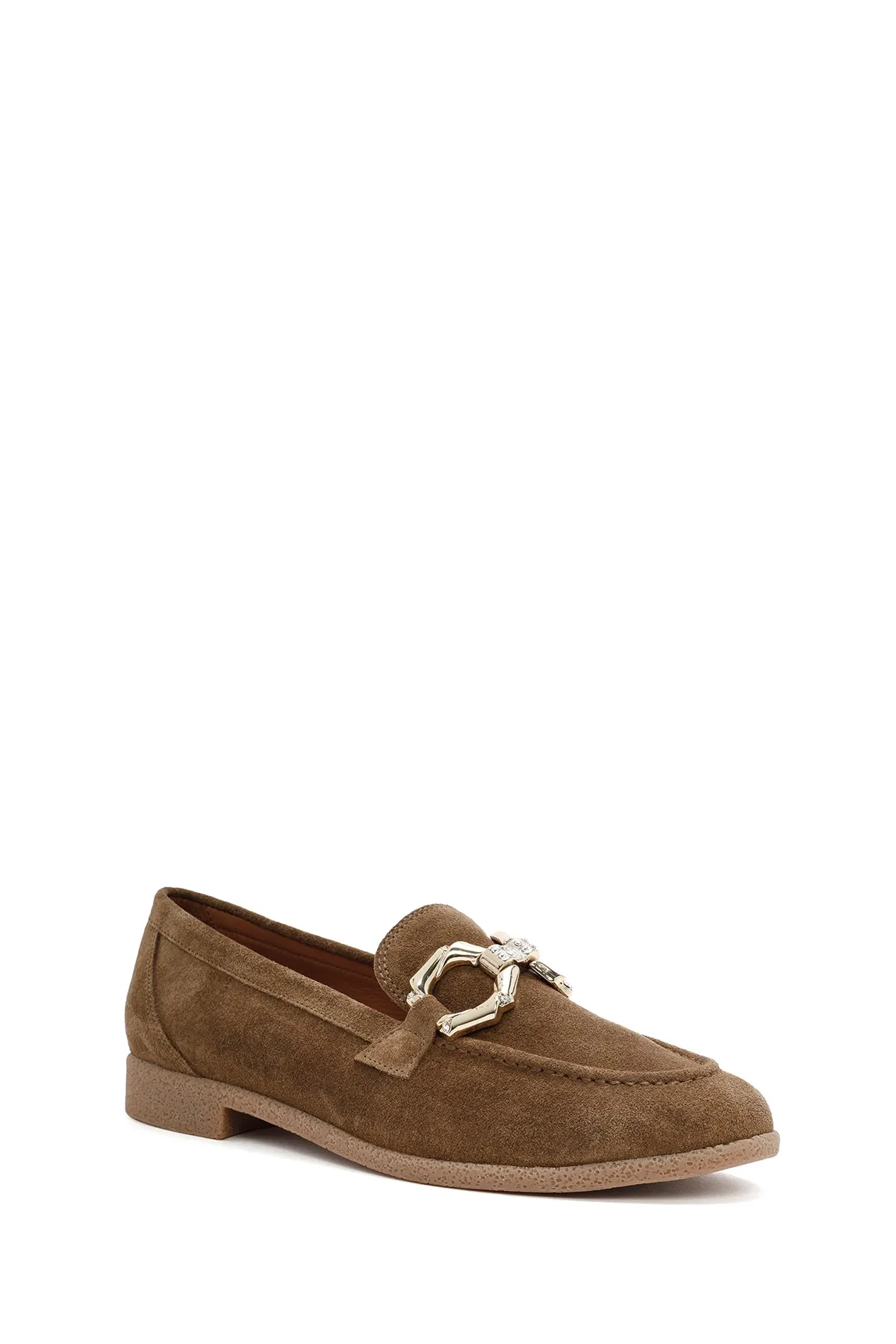 Kadın Taba Süet Deri Maskülen Loafer