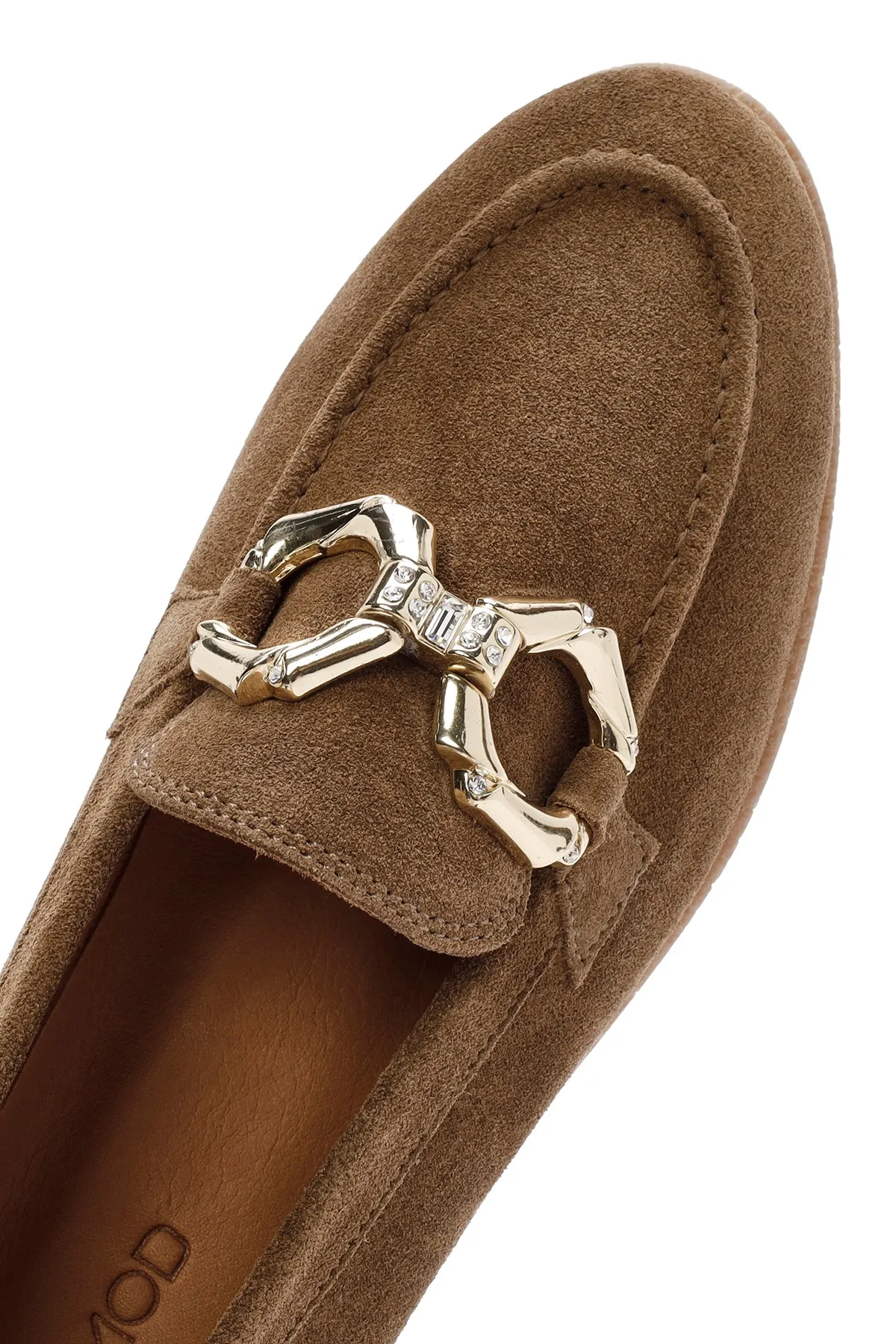 Kadın Taba Süet Deri Maskülen Loafer