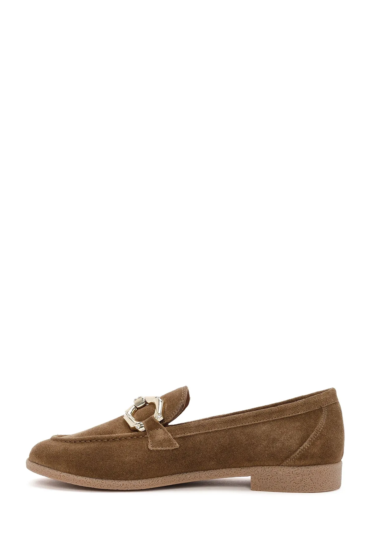 Kadın Taba Süet Deri Maskülen Loafer