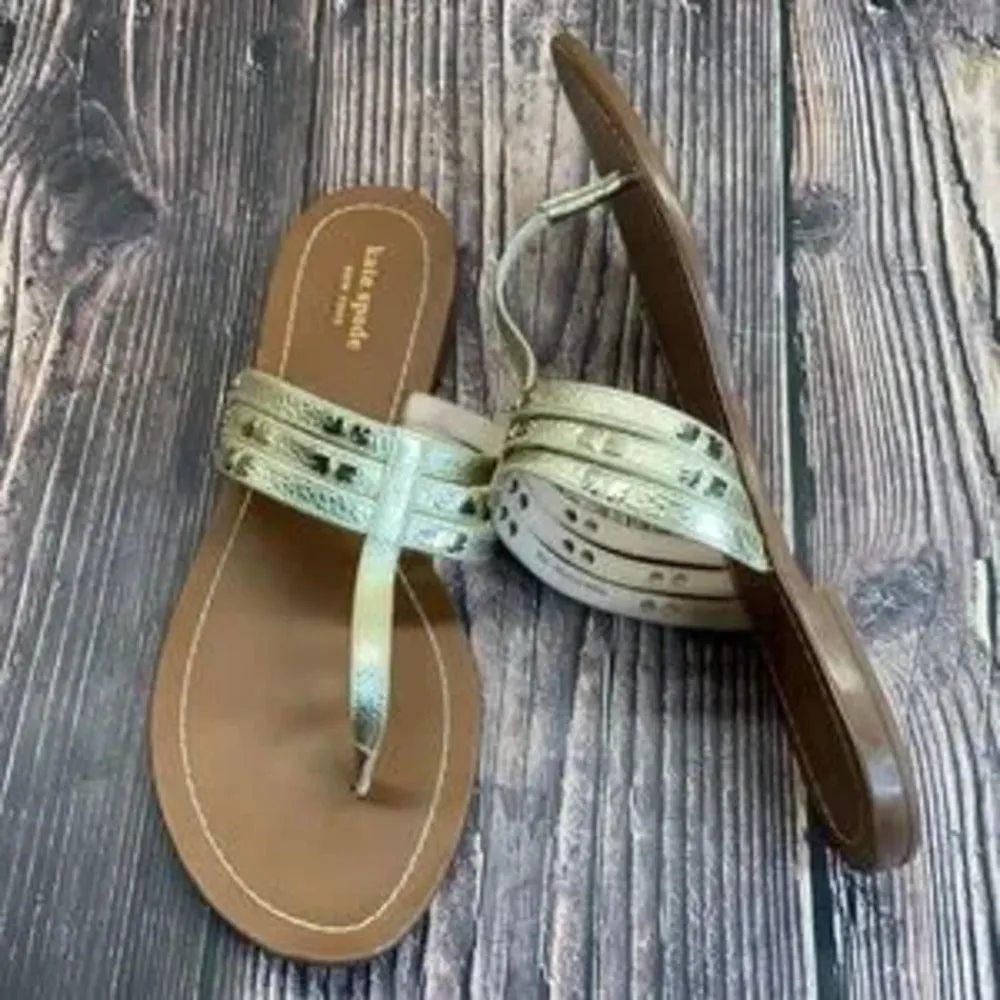 Kate Spade Gold Leather Sandals 11M