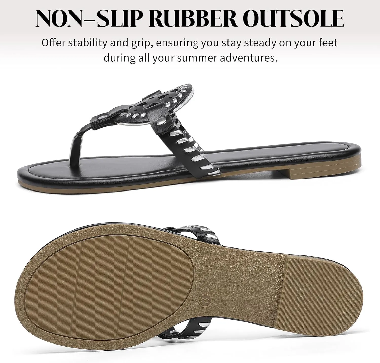 katliu Women's Flat Sandals Flip Flop Thong Sandals Cute Dressy Sandals