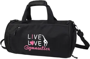kilofly Live Love Gymnastics Girls Ballet Sports Gym Duffel Bag Travel Carry On