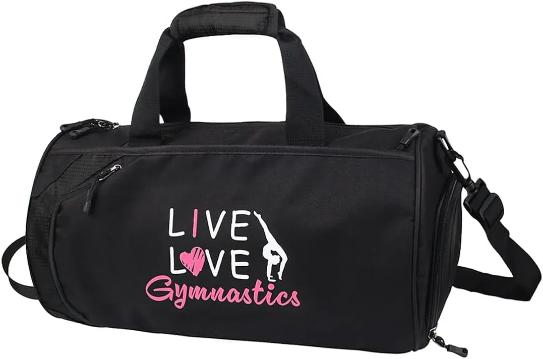 kilofly Live Love Gymnastics Girls Ballet Sports Gym Duffel Bag Travel Carry On