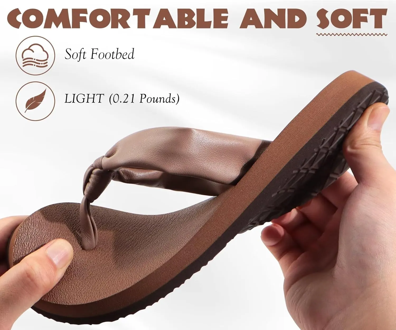KuaiLu Womens Flip Flops With Arch Support Comfortable Yoga Mat Cushion Thong Leather Sandals for Ladies Fashion Slip On Summer Beach Walking Slides Indoor Outdoor Travel Orthotic Slippers