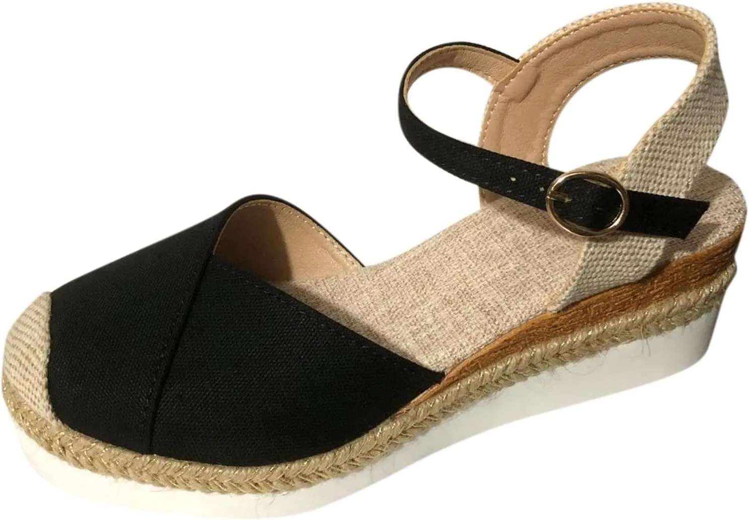 Kubbon Wedge Sandals for Women Comfortable Close Toe Ankle Strap Espadrilles Platform Heel Non Slip Orthopedic Sandals Casual Outdoor Beach Shoes