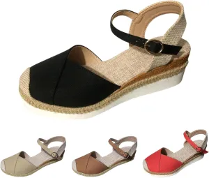 Kubbon Wedge Sandals for Women Comfortable Close Toe Ankle Strap Espadrilles Platform Heel Non Slip Orthopedic Sandals Casual Outdoor Beach Shoes