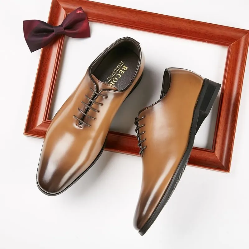 Lace-up Small Round Toe Brushed Color Business Leather Shoes Formal Gentleman Comfortable Casual Suitable for Matching Jeans Suit Pants