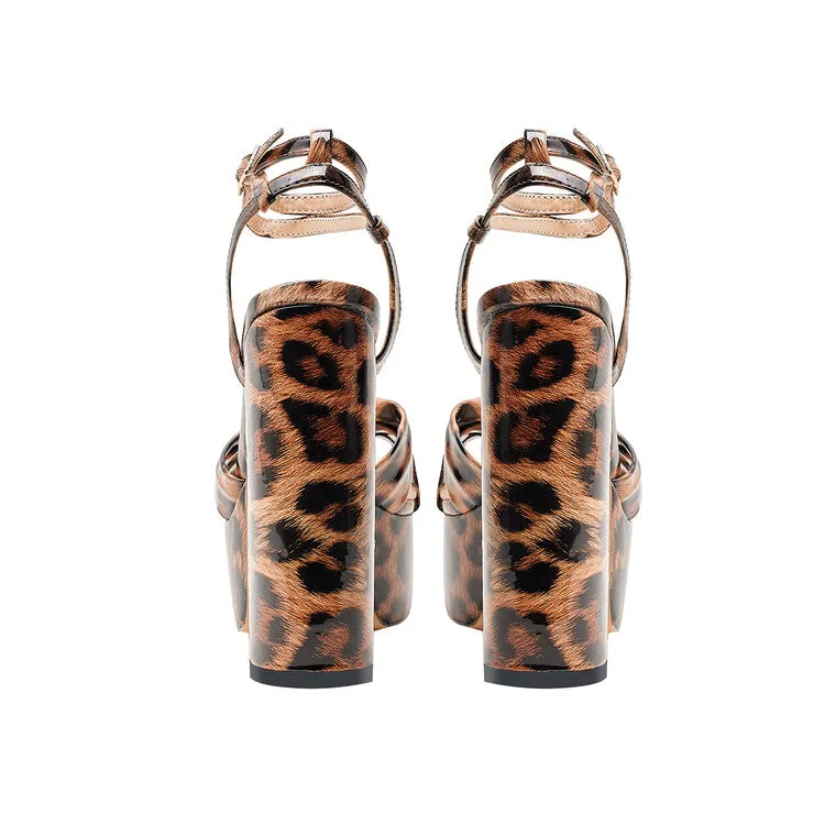 Ladies Ankle Strap Block Heel  Knotted Platform Dress Sandals