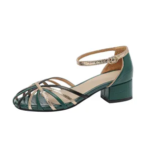 Ladies Closed Toe Ankle Strap Block Heel Gladiator Sandals