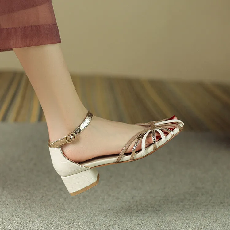 Ladies Closed Toe Ankle Strap Block Heel Gladiator Sandals