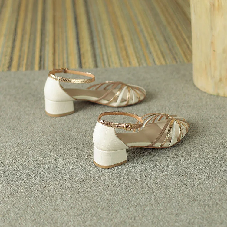 Ladies Closed Toe Ankle Strap Block Heel Gladiator Sandals