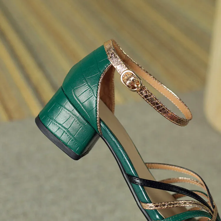 Ladies Closed Toe Ankle Strap Block Heel Gladiator Sandals