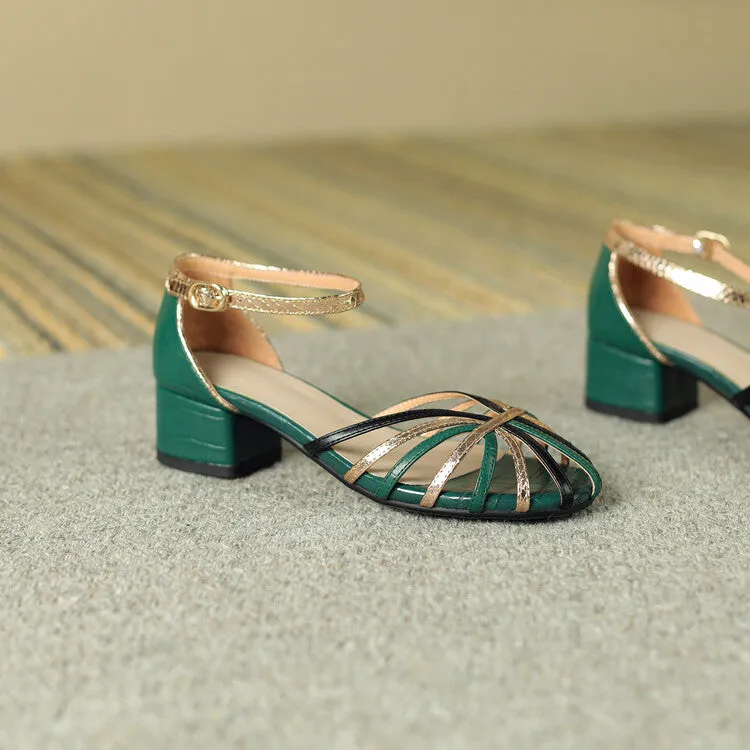 Ladies Closed Toe Ankle Strap Block Heel Gladiator Sandals