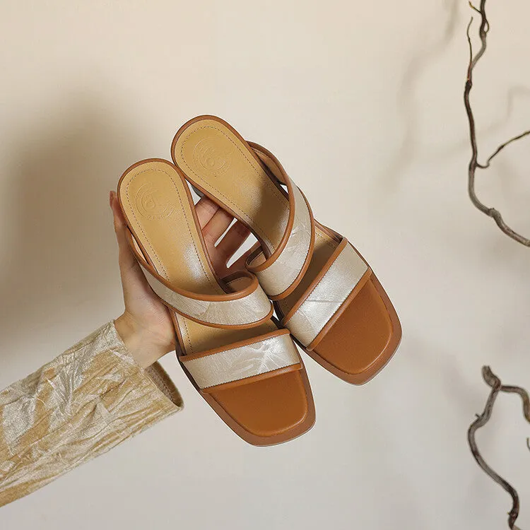 Ladies Genuine Leather Block Heel Dress Sandals