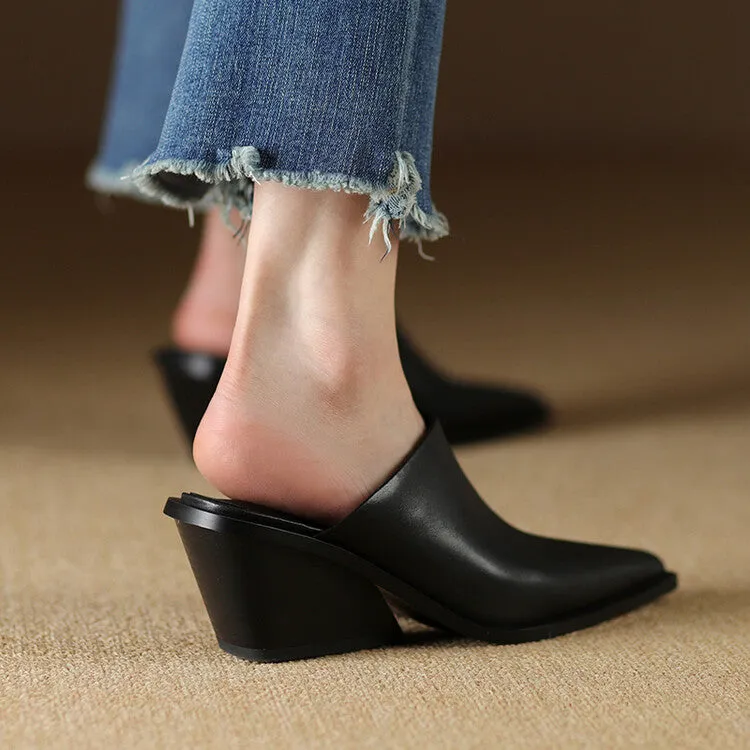 Ladies Pointed Toe Wedge Mules Y2198