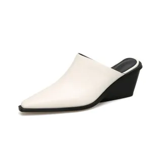Ladies Pointed Toe Wedge Mules Y2198