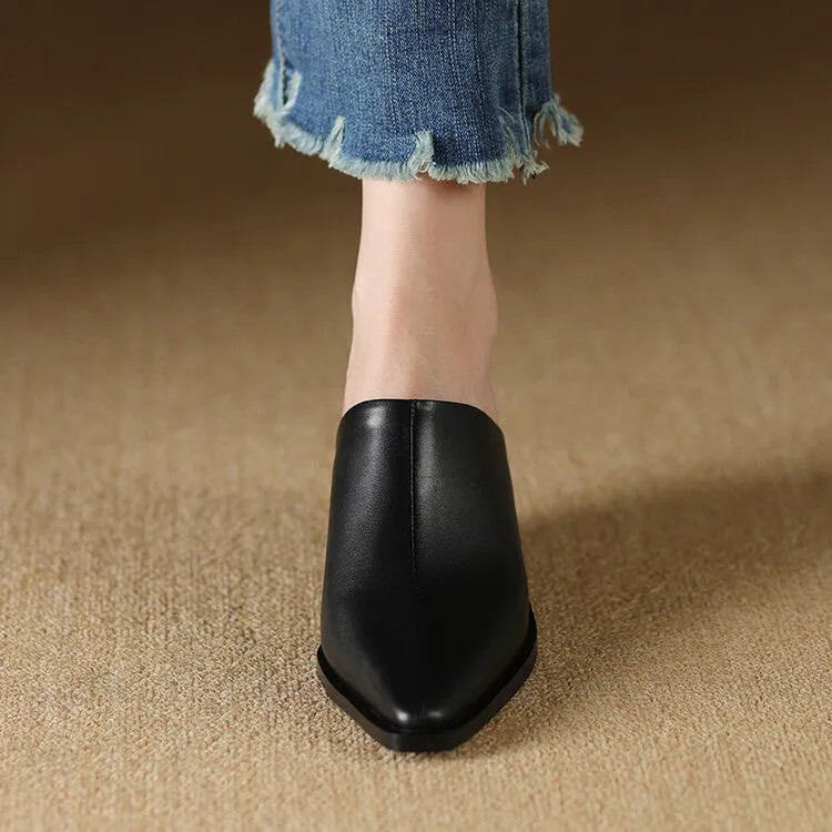 Ladies Pointed Toe Wedge Mules Y2198