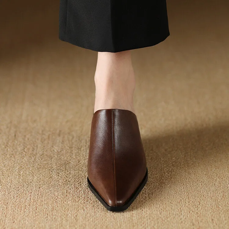 Ladies Pointed Toe Wedge Mules Y2198