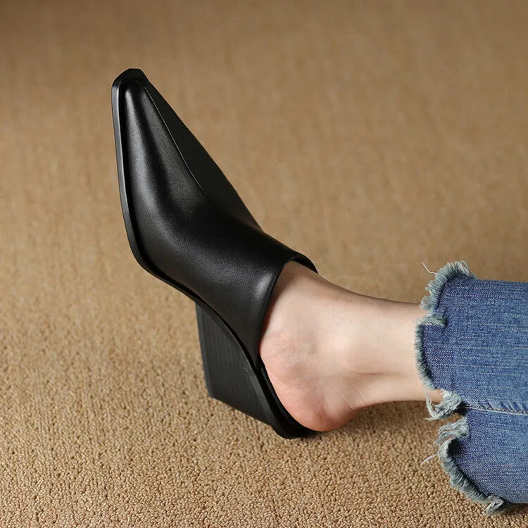 Ladies Pointed Toe Wedge Mules Y2198