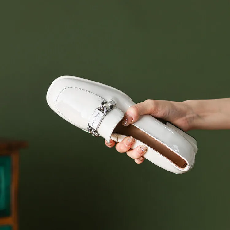 Ladies Round Toe Metal Bit Detail Heeled Loafers
