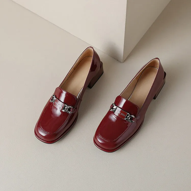 Ladies Round Toe Metal Bit Detail Heeled Loafers