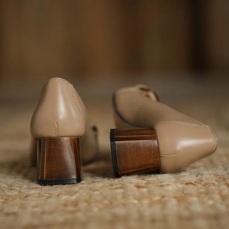 Ladies Round Toe Tassel Detail Block Low Heel Loafers