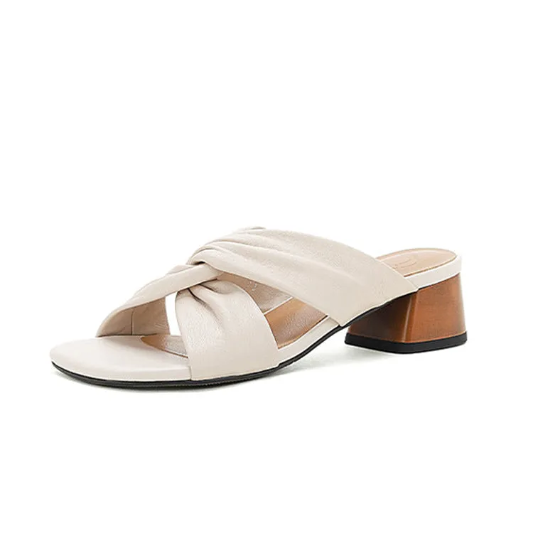 Ladies Ultra-soft Glove Leather Twisted Vamp Strap Sandals