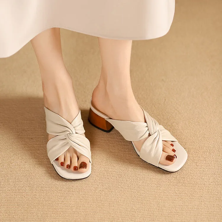 Ladies Ultra-soft Glove Leather Twisted Vamp Strap Sandals