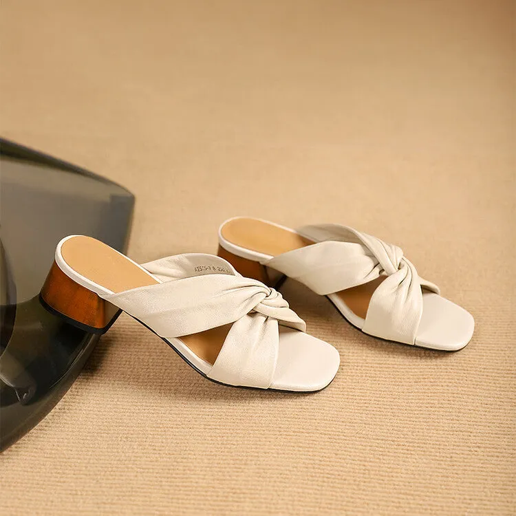 Ladies Ultra-soft Glove Leather Twisted Vamp Strap Sandals