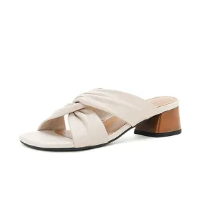 Ladies Ultra-soft Glove Leather Twisted Vamp Strap Sandals