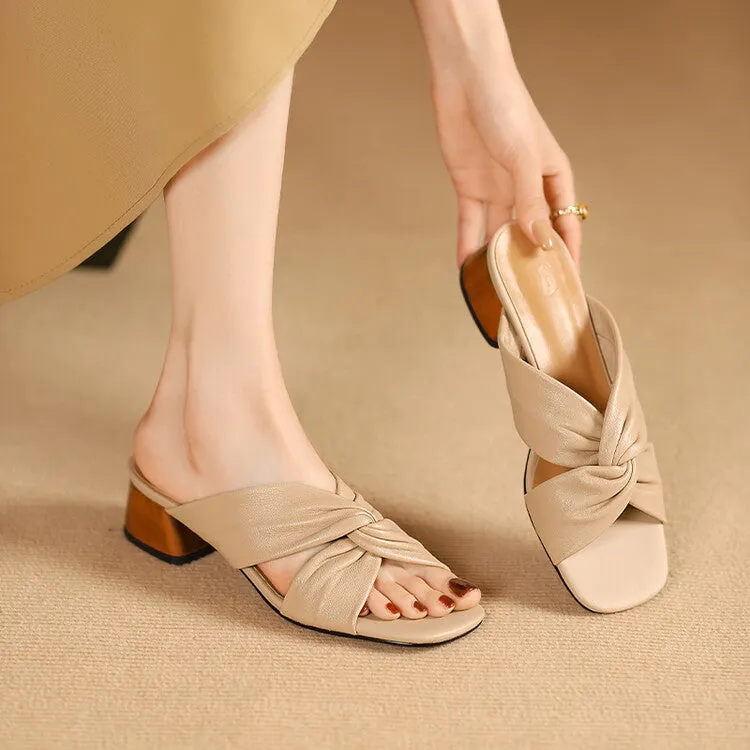 Ladies Ultra-soft Glove Leather Twisted Vamp Strap Sandals