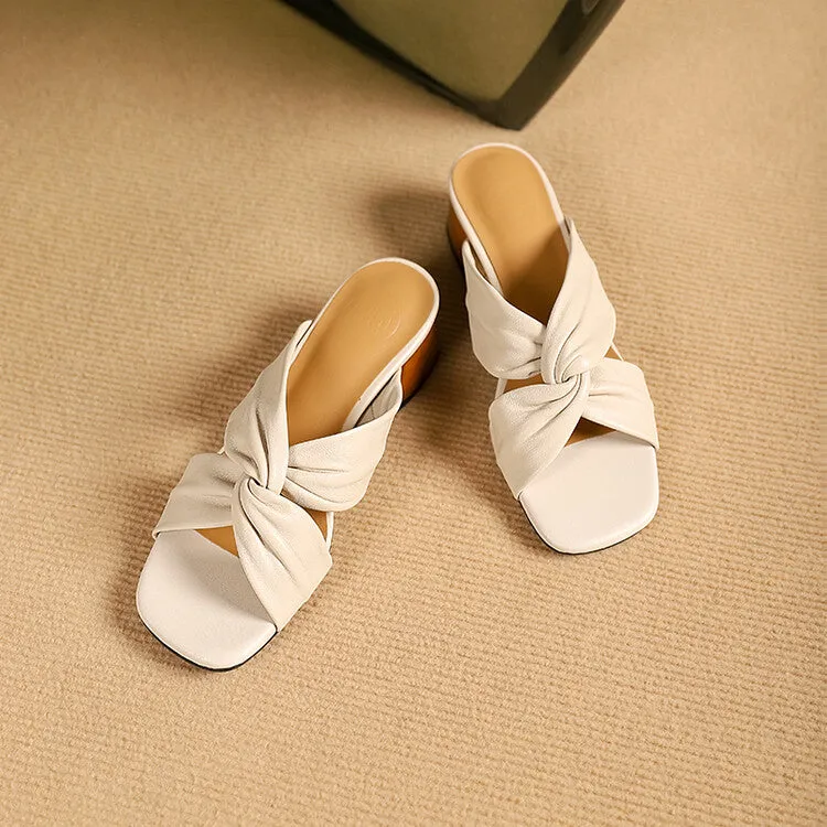 Ladies Ultra-soft Glove Leather Twisted Vamp Strap Sandals