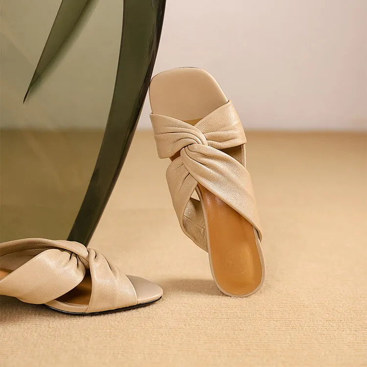 Ladies Ultra-soft Glove Leather Twisted Vamp Strap Sandals