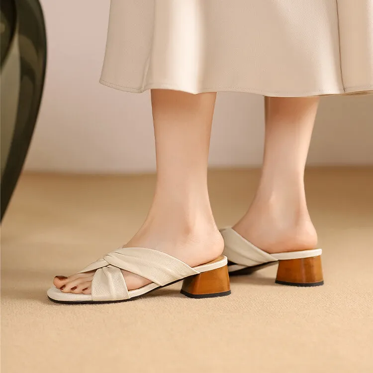 Ladies Ultra-soft Glove Leather Twisted Vamp Strap Sandals