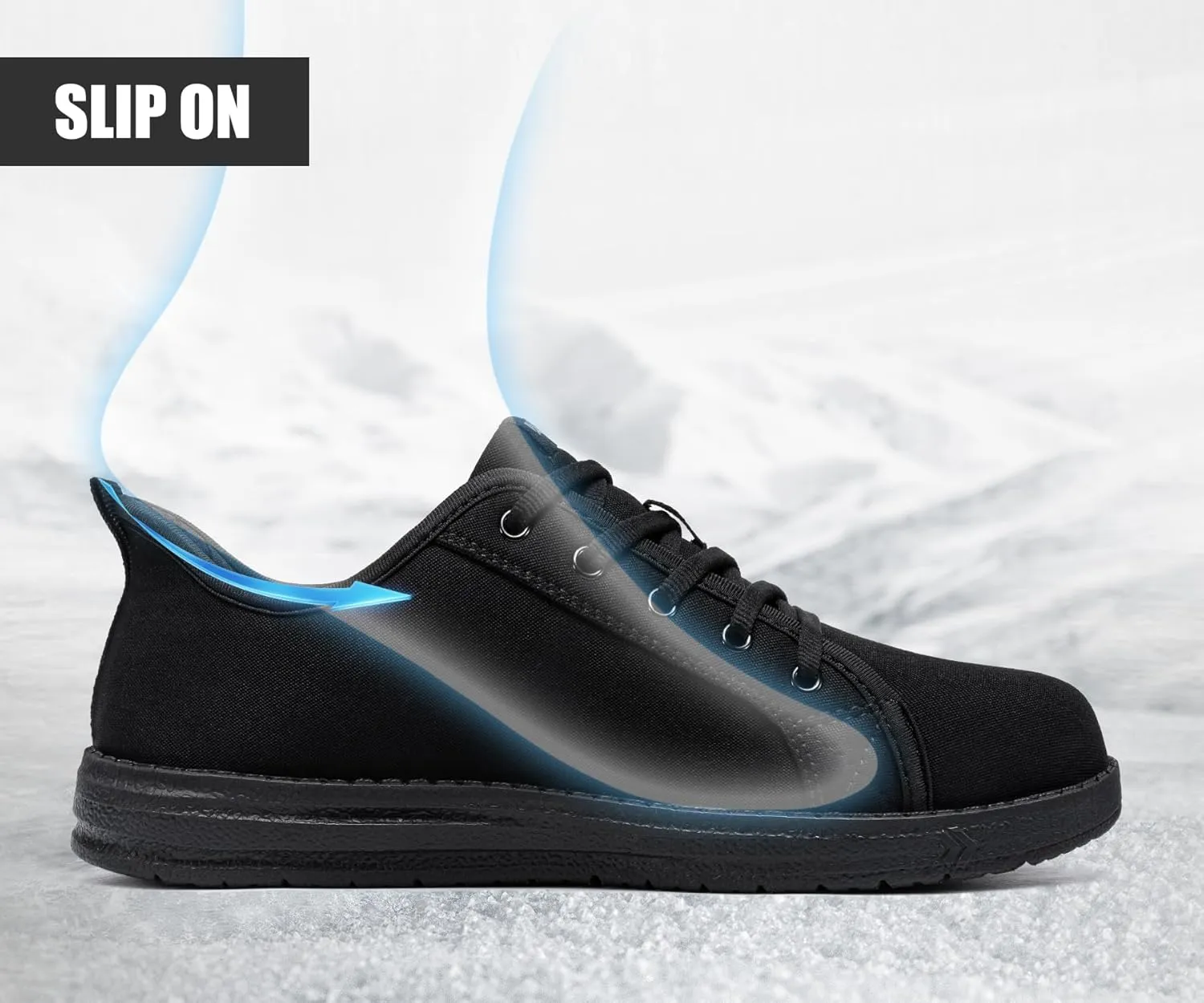 LARNMERN Steel Toe Shoes Men Hands Free Work Shoes Slip On Safety Toe Sneakers Lightweight Comfortable Walking