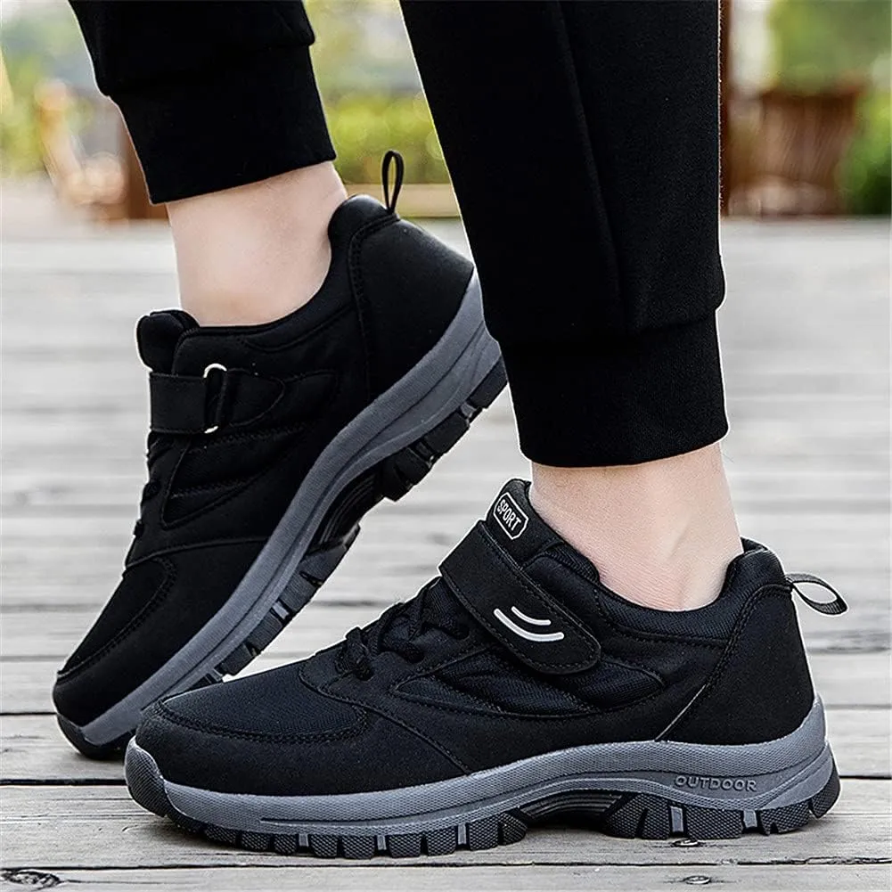 LEADER SHOW Men's Comfortable Walking Shoes Non-Slip Safety Casual Sneakers for Elderly Strap Closure