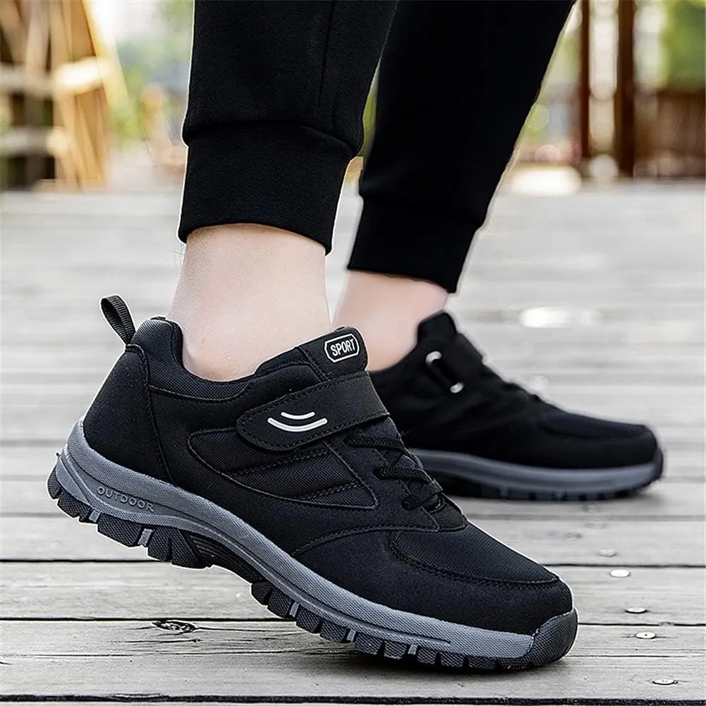 LEADER SHOW Men's Comfortable Walking Shoes Non-Slip Safety Casual Sneakers for Elderly Strap Closure