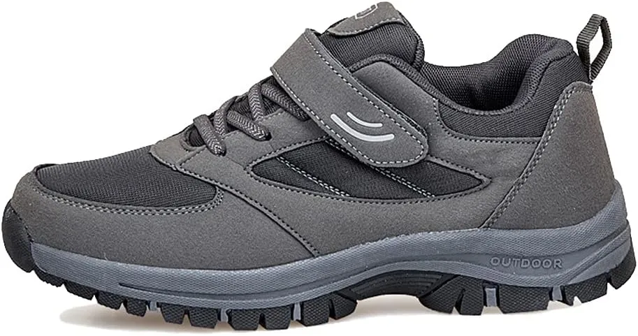 LEADER SHOW Men's Comfortable Walking Shoes Non-Slip Safety Casual Sneakers for Elderly Strap Closure