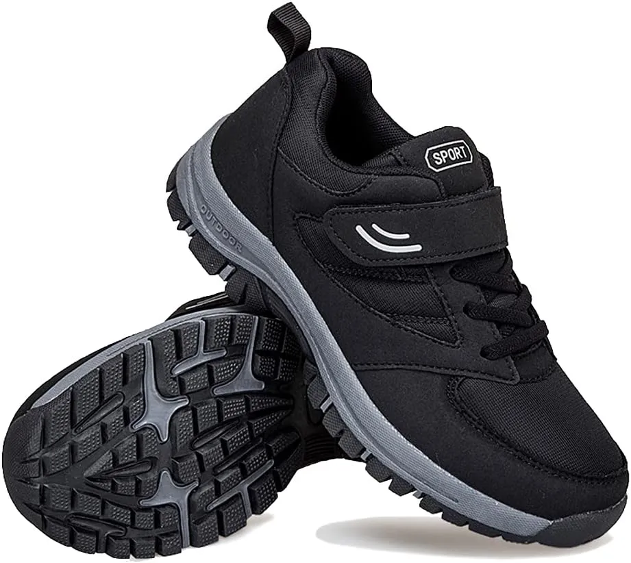 LEADER SHOW Men's Comfortable Walking Shoes Non-Slip Safety Casual Sneakers for Elderly Strap Closure