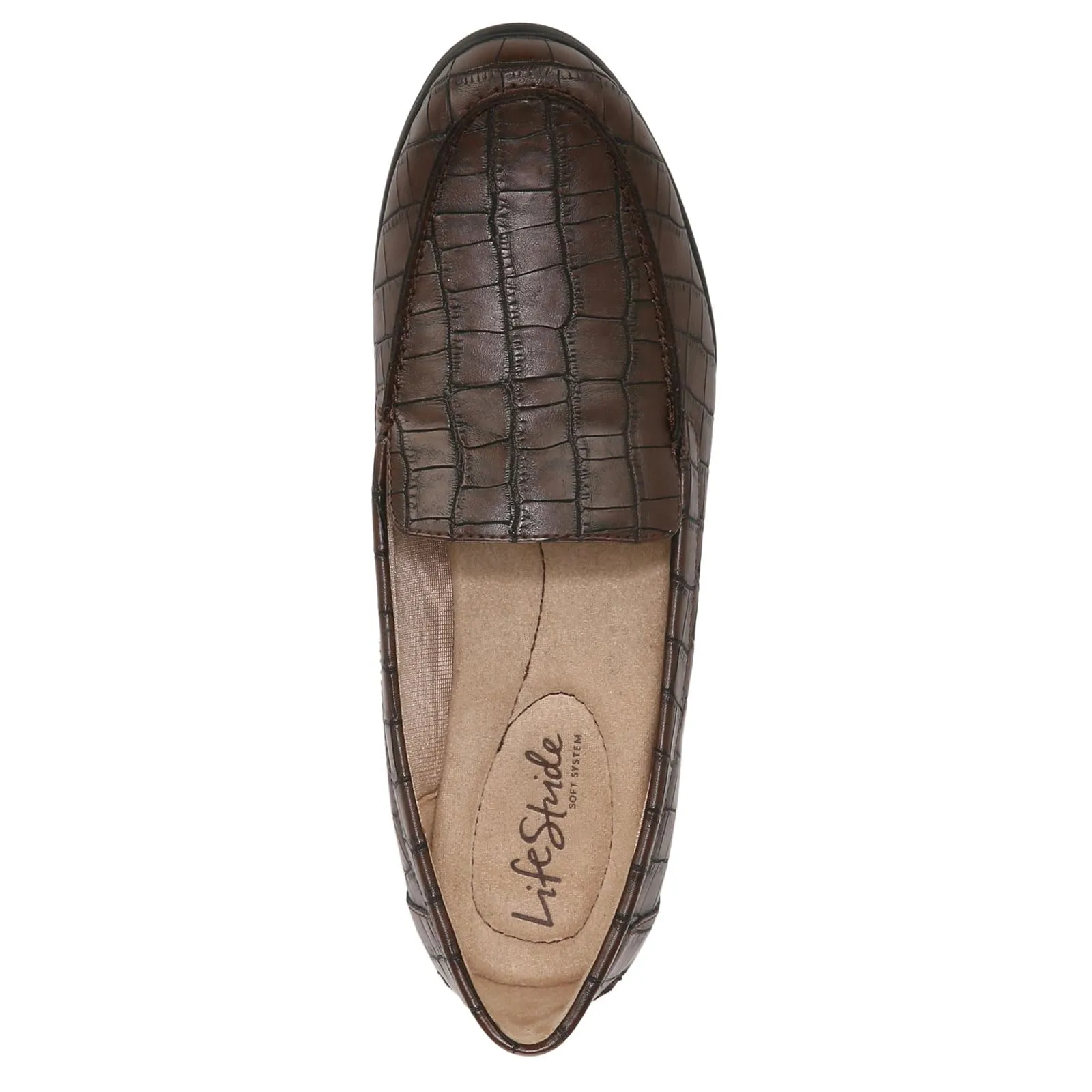 LifeStride Womens Margot Loafer, Brown Croc, 7 US