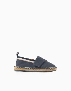 Linen Espadrilles with Jute for Baby Boys, Dark Blue