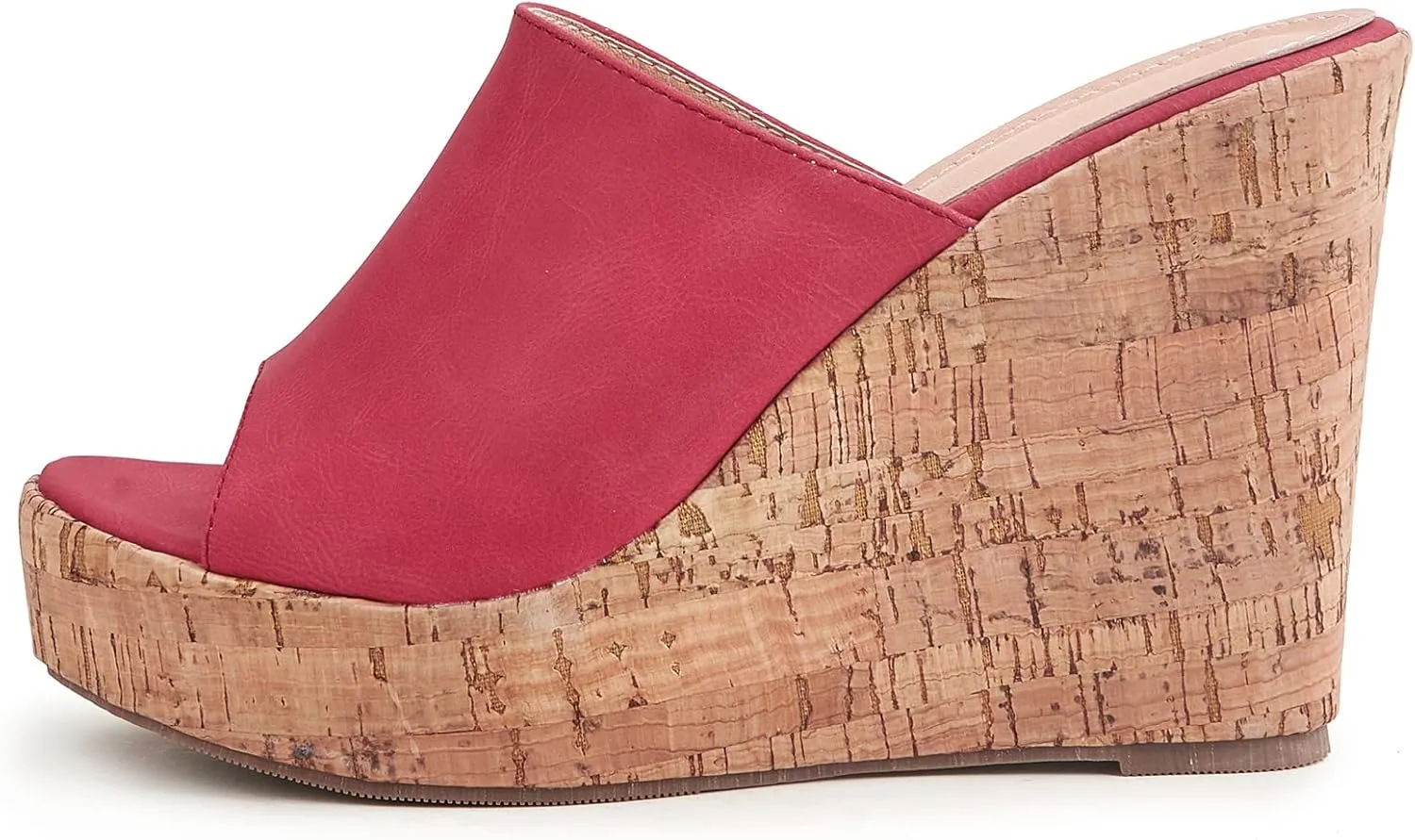 LizFoYa Women Peep Toe Slide Sandal Wedge High Heels Summer Beach Cork Platform Wedge Dressy Slipper Heels