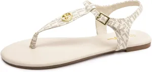 LM Women's Thong Sandals T-Strap Sandals Adjustable Ankle Buckle Dressy Thong Flat Sandals Casual Summer Sandals