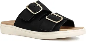LONDON FOG Womens Lorraine Nubc Slide Sandals Black 8.5 Medium (B,M)
