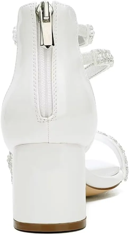 Low Block Heel Wedding Sandals for Bride Open Toe Wedding Shoes Pearl Wedding Heels Bridal Shoes