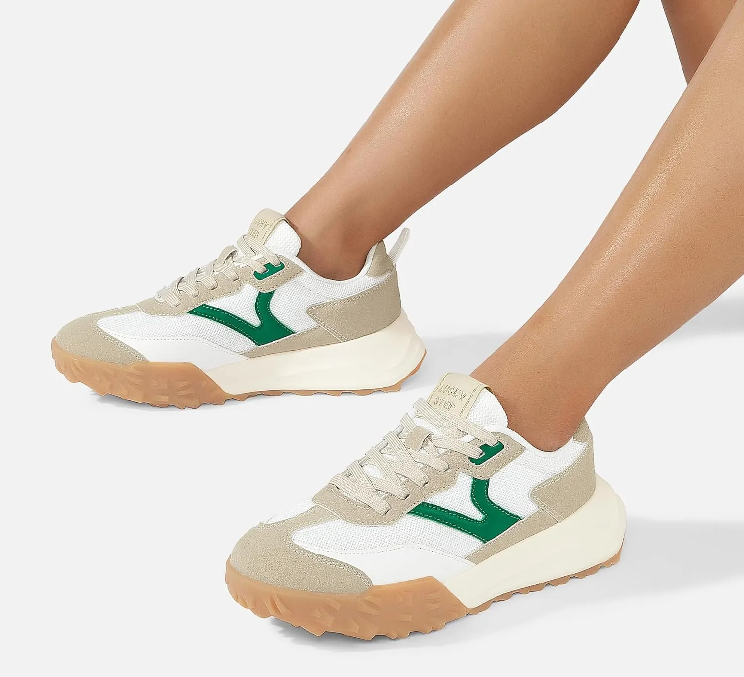 LUCKY STEP Women's Platform Tennis Walking Shoe Retro Chunky Casual Breathable Durable Deluxe Fashion Skate Sneaker