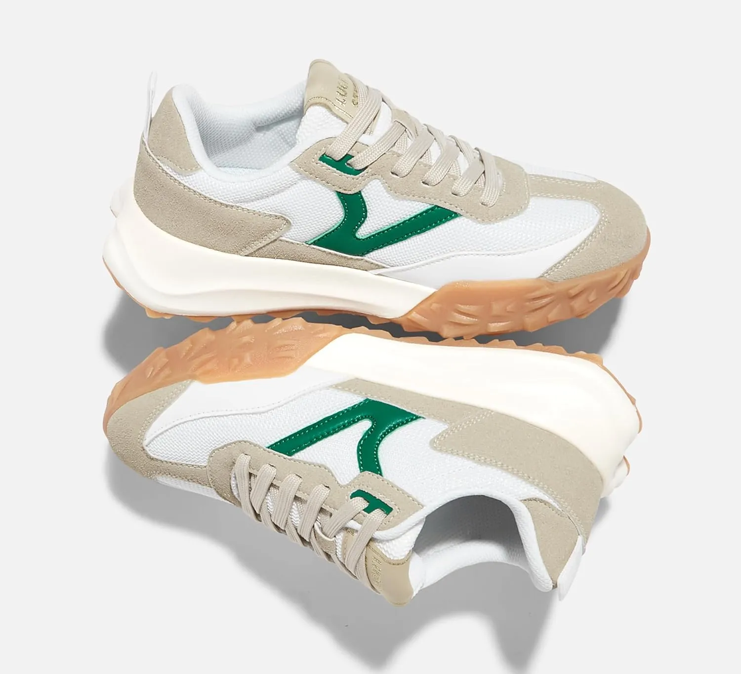 LUCKY STEP Women's Platform Tennis Walking Shoe Retro Chunky Casual Breathable Durable Deluxe Fashion Skate Sneaker