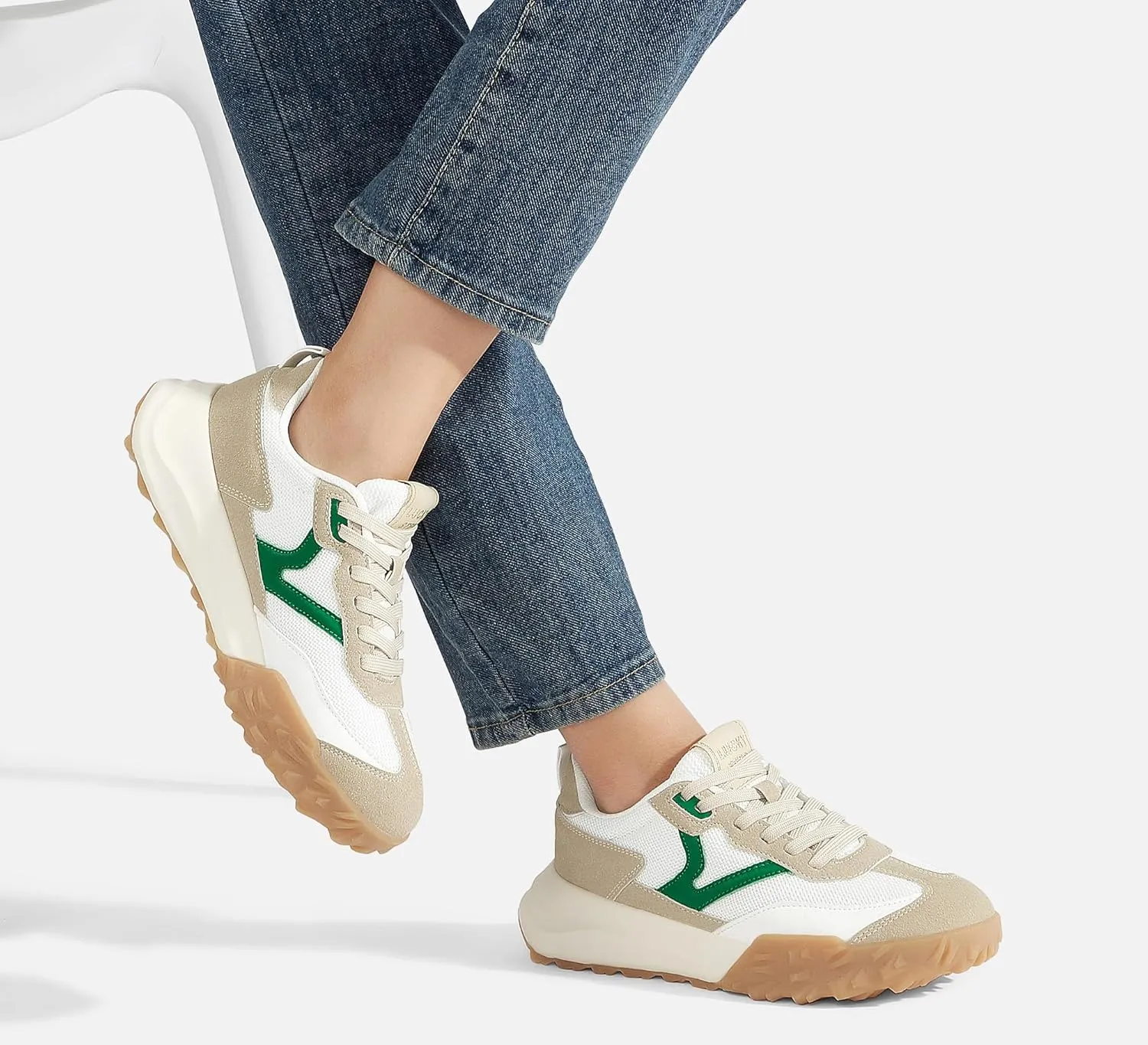 LUCKY STEP Women's Platform Tennis Walking Shoe Retro Chunky Casual Breathable Durable Deluxe Fashion Skate Sneaker